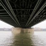 The underside of the rail bridge over the Rhine