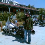 Adam and the Harley outside Neptunes Net restaurant, Malibu, CA