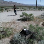 Adam and an abandoned TV in the desert - Panamint Valley